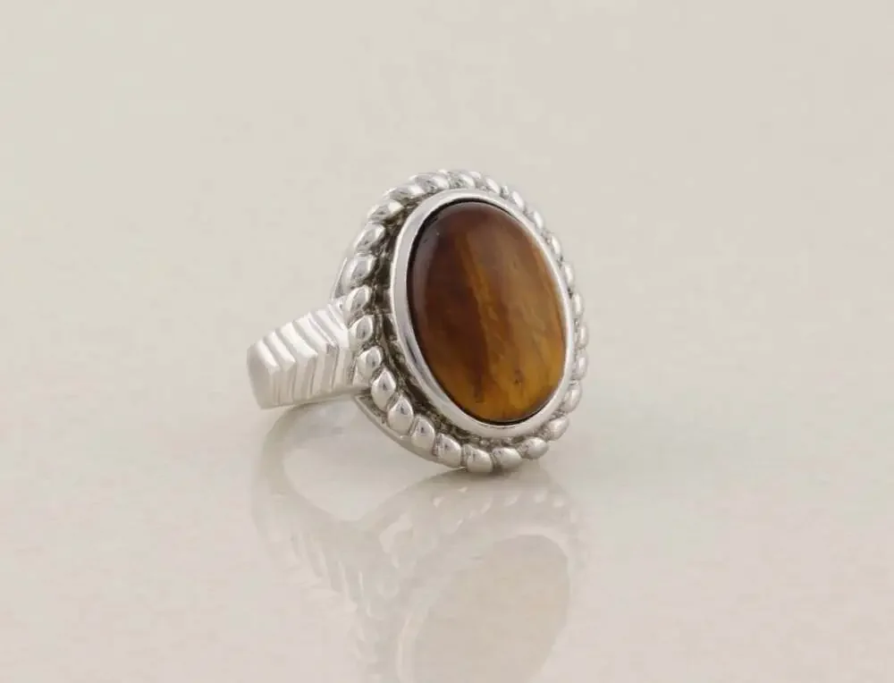 Sterling Silver Natural Tiger's Eye Ring Size 7 Ross Simons